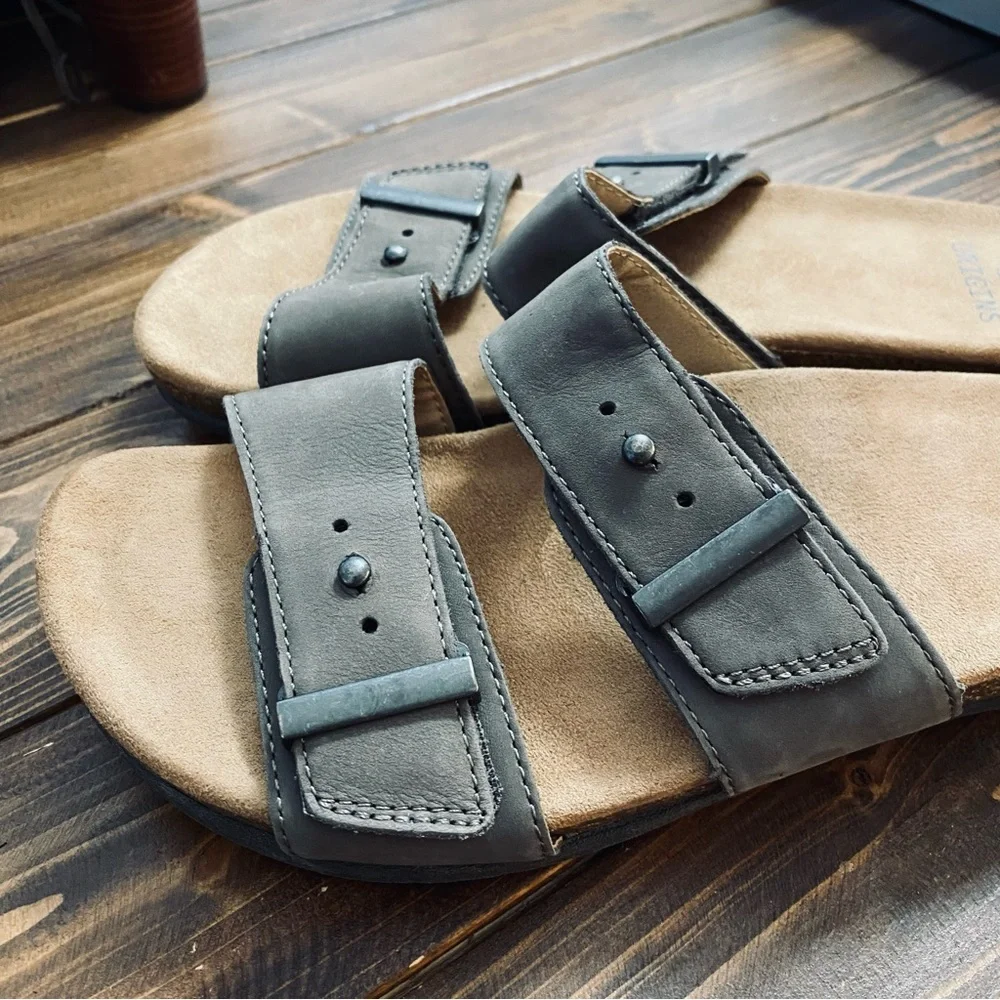 Earth‎ Origins Orra Genuine Leather Velcro Double Band Slide Sandals Color Morel